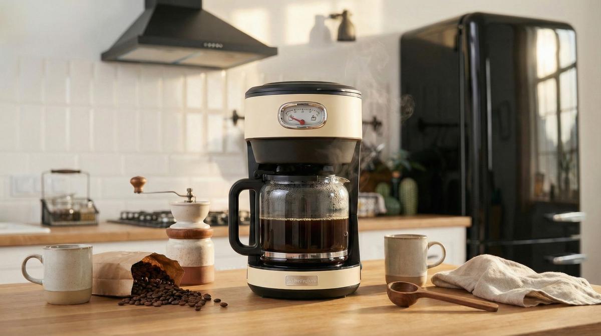 Cafetera Eléctrica Retro Blanca Westinghouse CAF-CMF1000S02