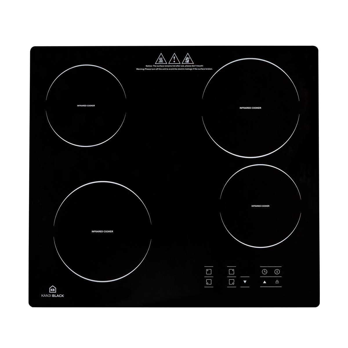 Anafe Vitrocerámico Empotrable 4 Hornallas Negro Kanji Black KJB-EH4GL001