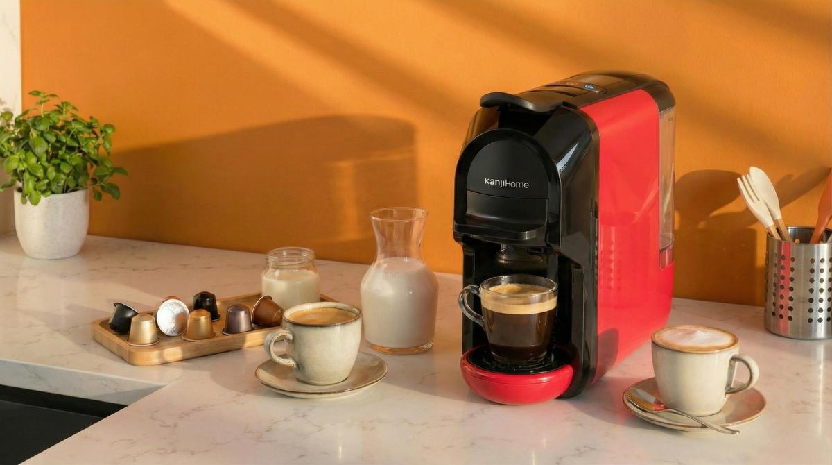Cafetera Multicápsula Latte Roja Kanji Home KJH-CM1500NC01
