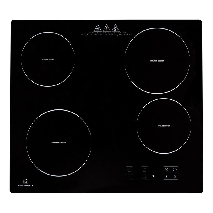 Anafe Vitrocerámico Empotrable 4 Hornallas Negro Kanji Black KJB-EH4GL001